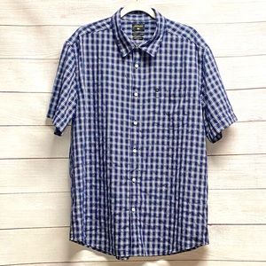 XL Quicksilver Blue and White Plaid Button-Down Shirt